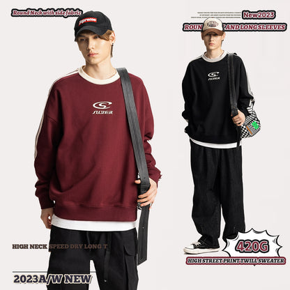 Crew Three-Stripes Print Sweatshirt