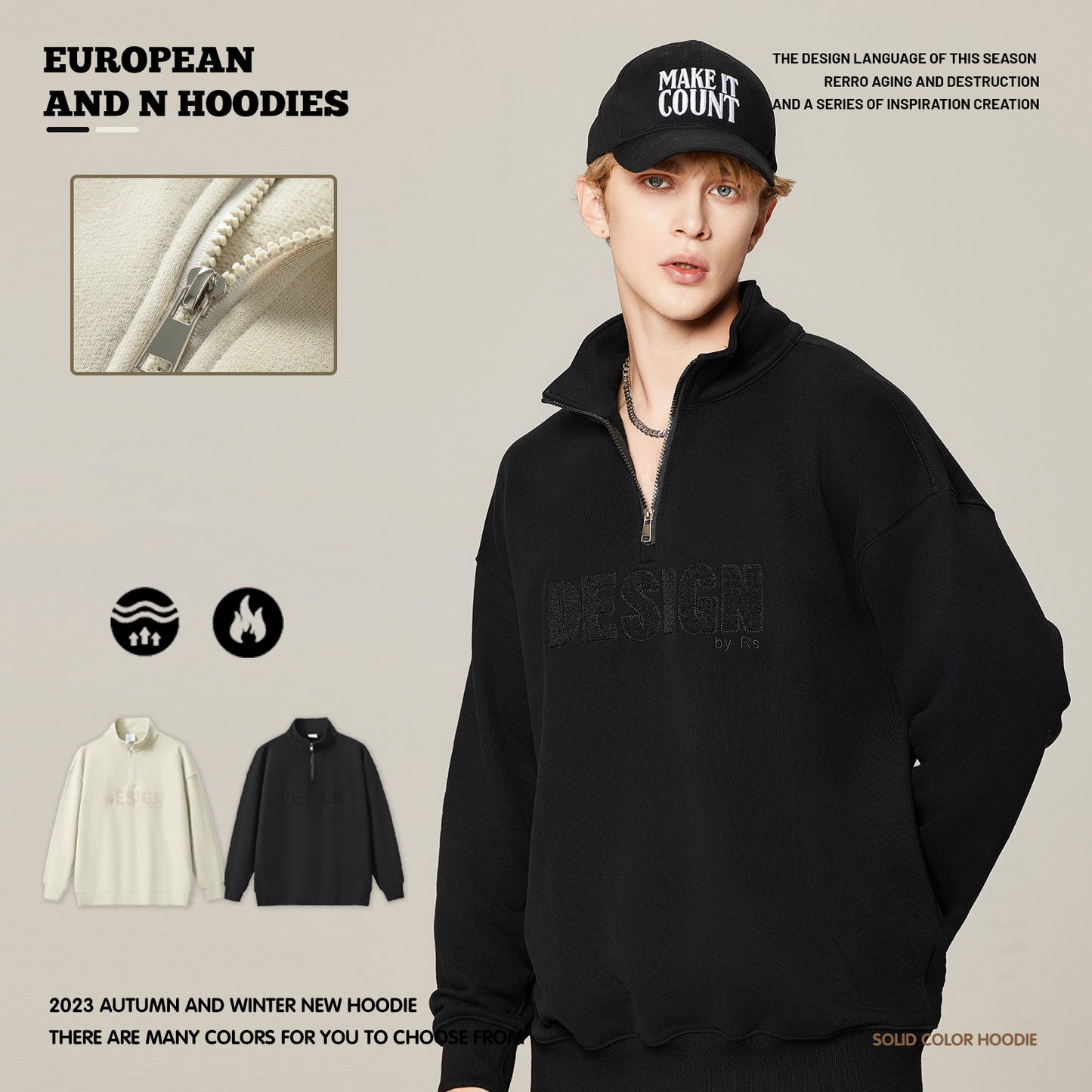 Stand Collar Half-Zip Sweatshirt