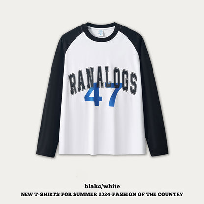 Rubber Print Raglan Long Sleeve Tee
