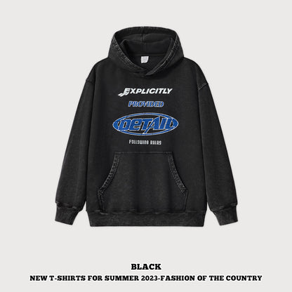 Wash Letter Print French Terry Hoodie