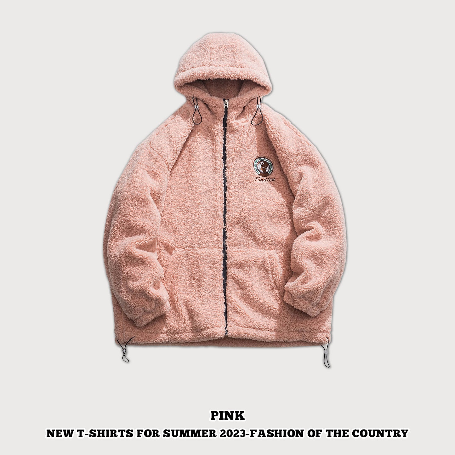 Embroidered Full-Zip Fleece Coat