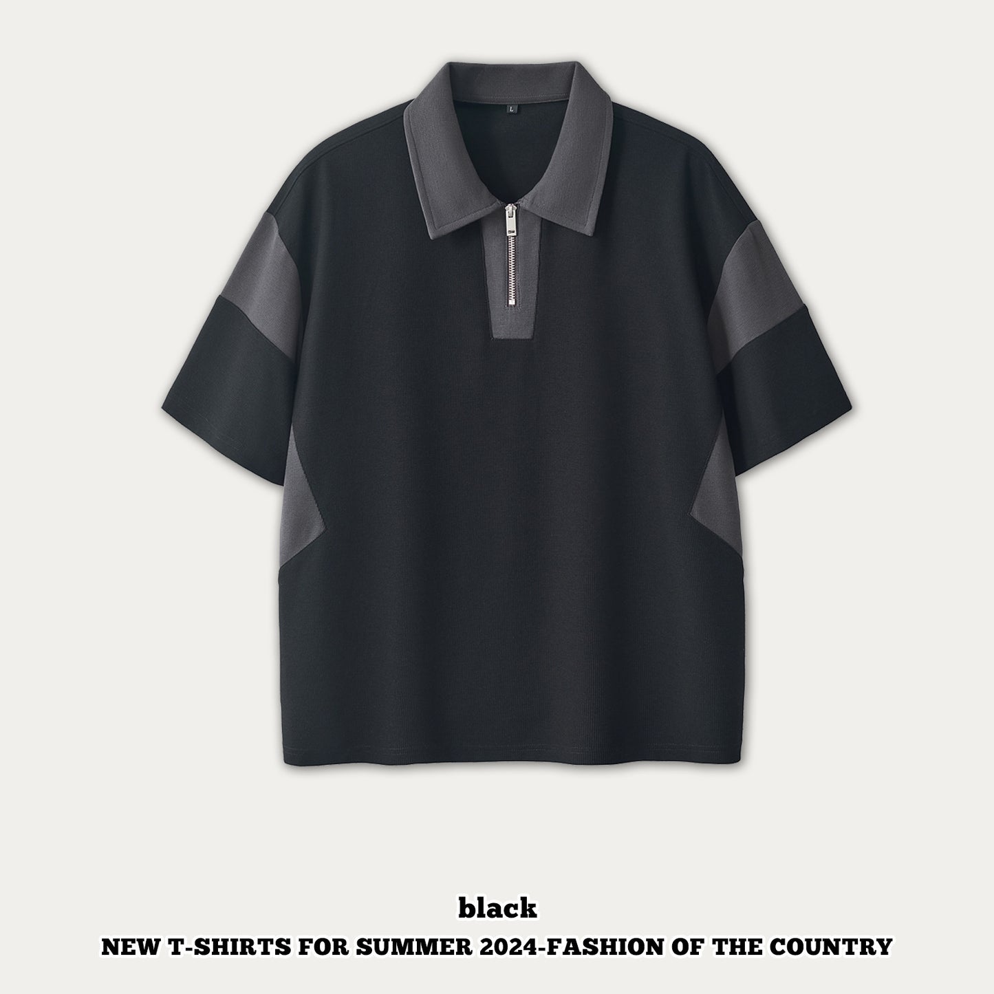 Half Zipper Waffle Knit Polo Shirt