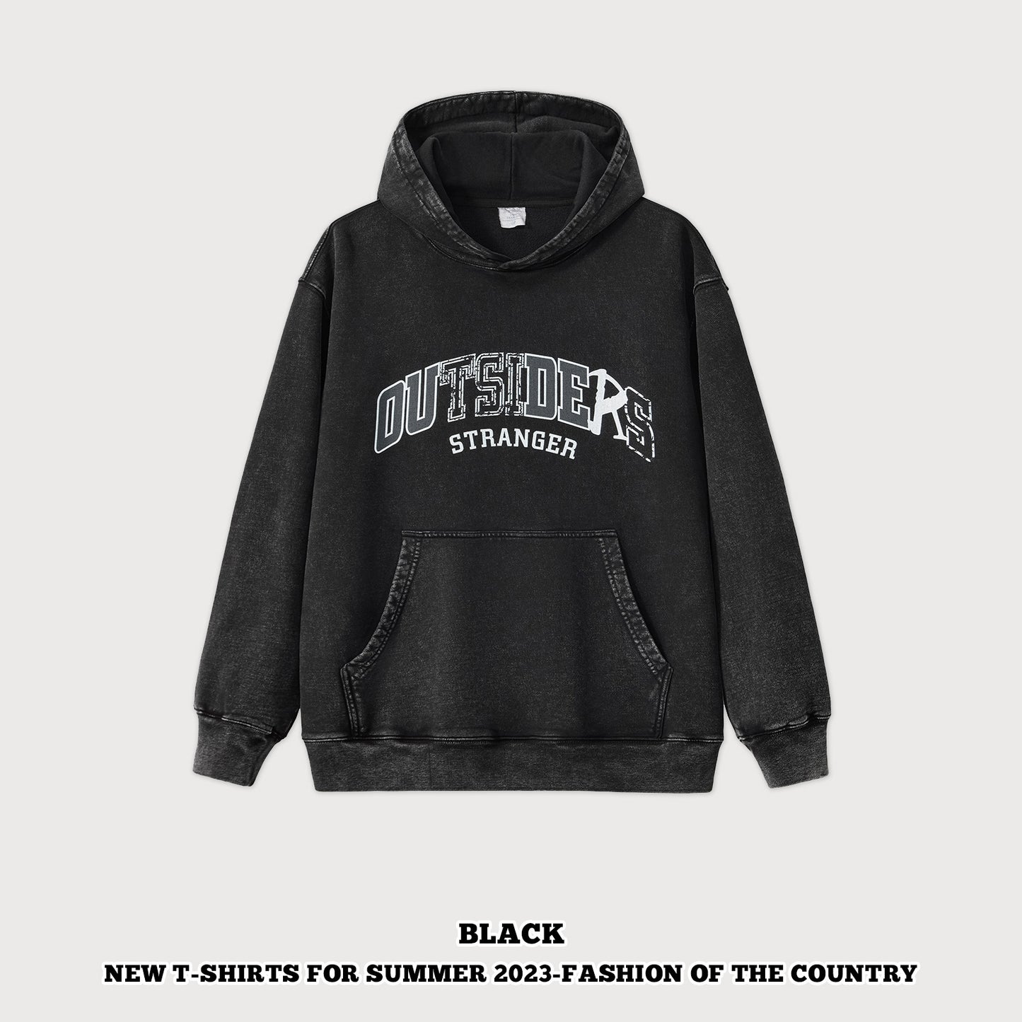 Wash Letter Print French Terry Hoodie