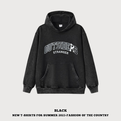 Wash Letter Print French Terry Hoodie