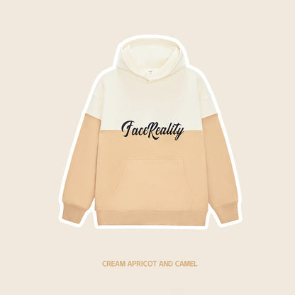 Embroidered Letters Patchwork Hoodie