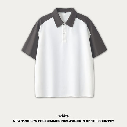 Raglan Button-Up Short Sleeve Polo Shirt