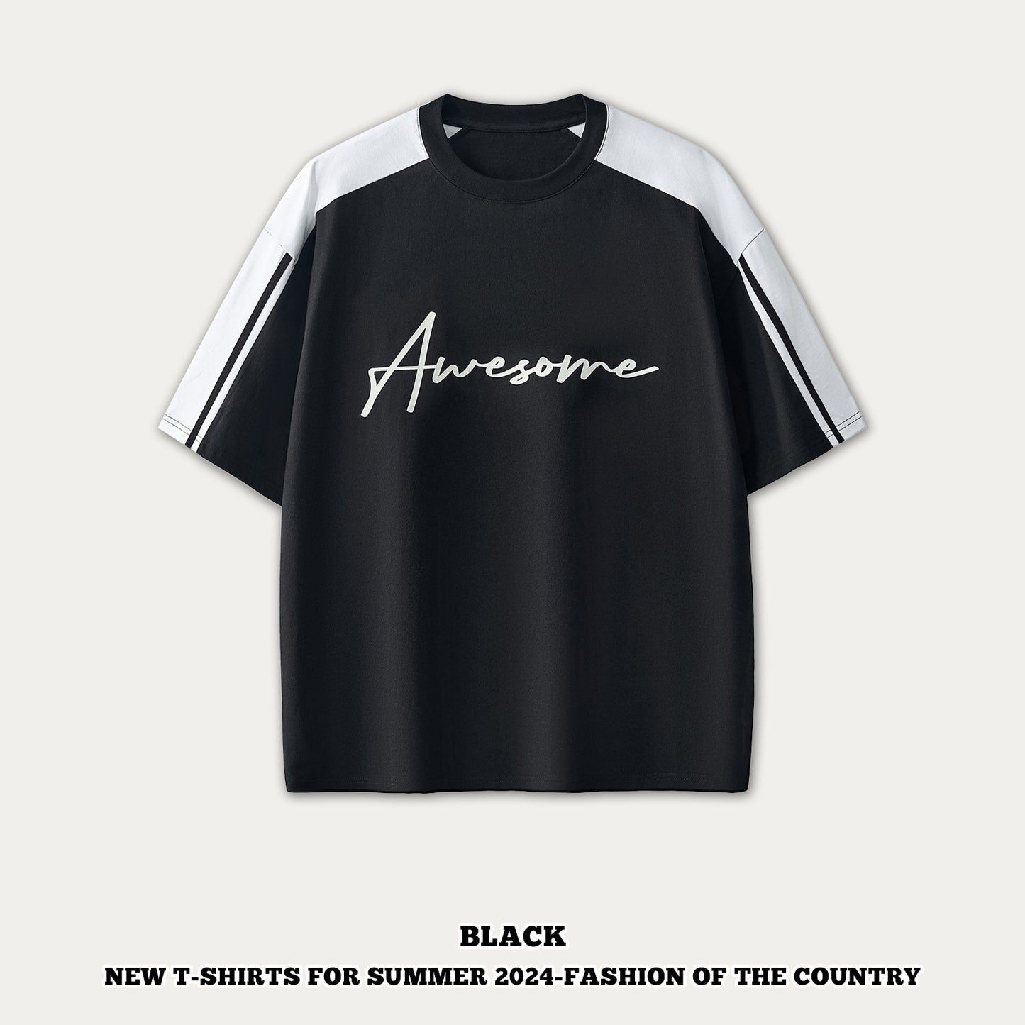 Colorblock Letter Printed Short Sleeve Tee