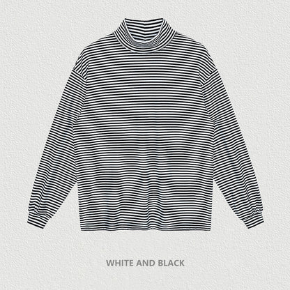 Striped High Collar Long Sleeve Tee