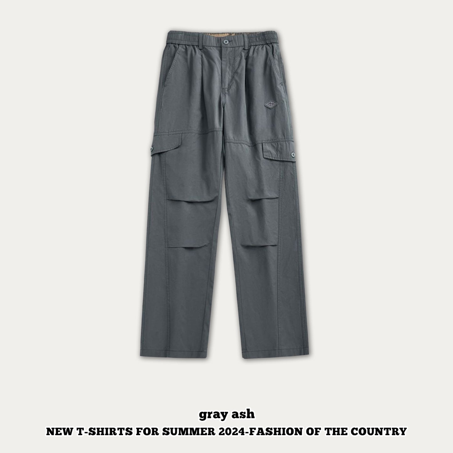 Pleated Knee Straight Leg Cargo Pants