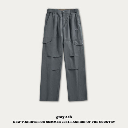 Pleated Knee Straight Leg Cargo Pants