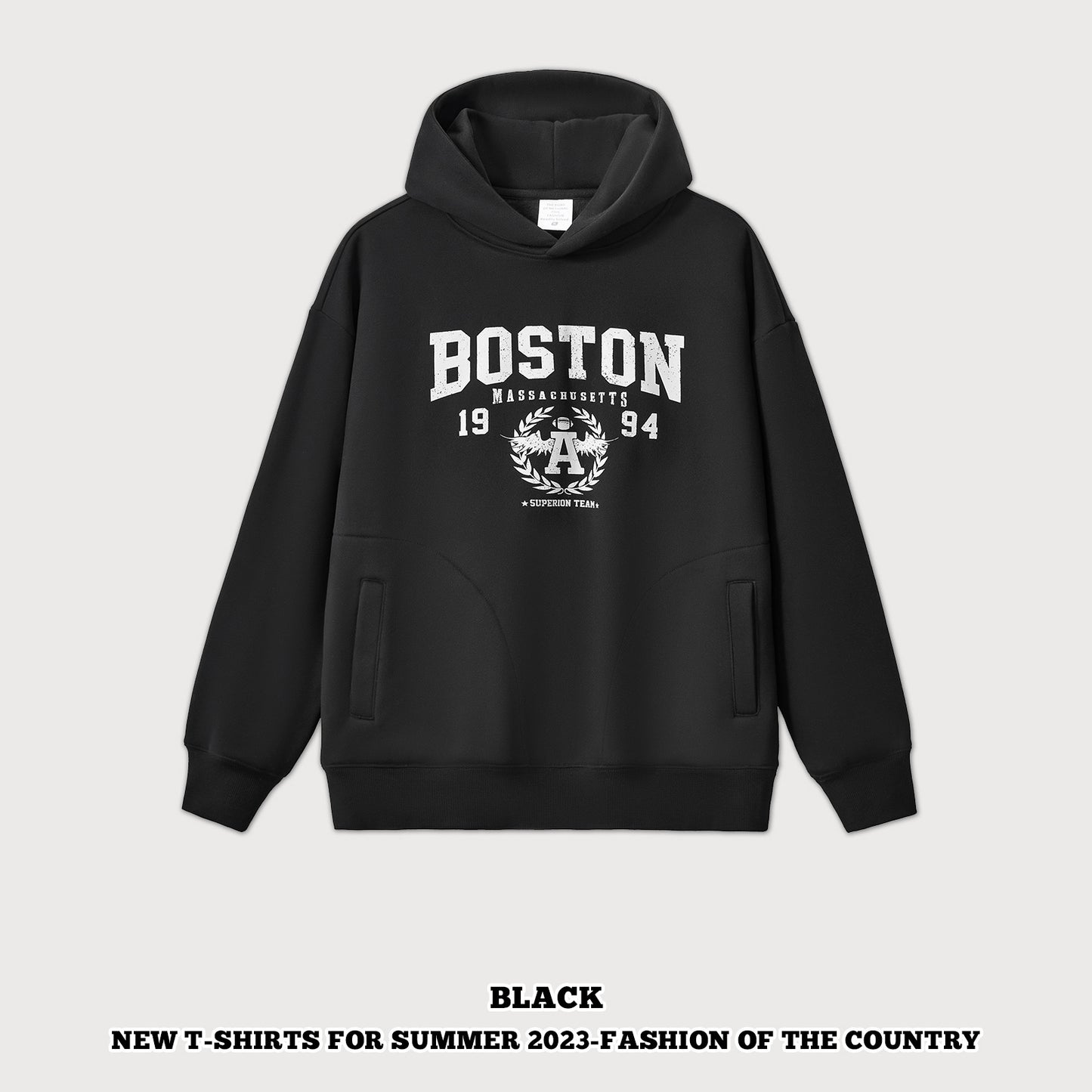 Letter Printed Fleece Hoodie