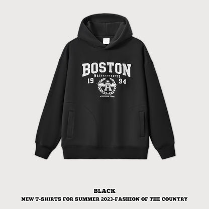 Letter Printed Fleece Hoodie