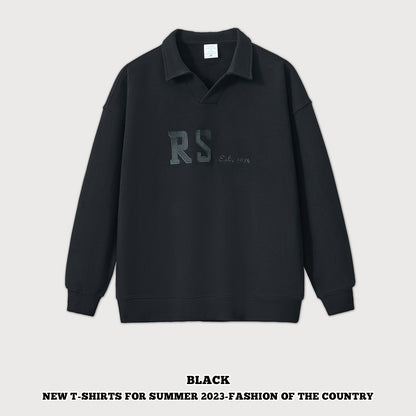 Lapel Collar Oversized Sweatshirt