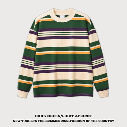 Wash Striped Long Sleeve Couple Tee