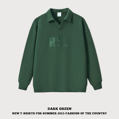 Lapel Collar Oversized Sweatshirt