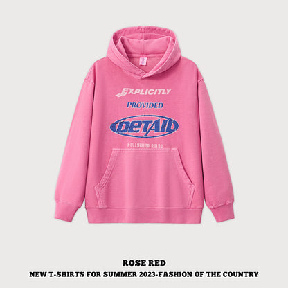 Wash Letter Print French Terry Hoodie