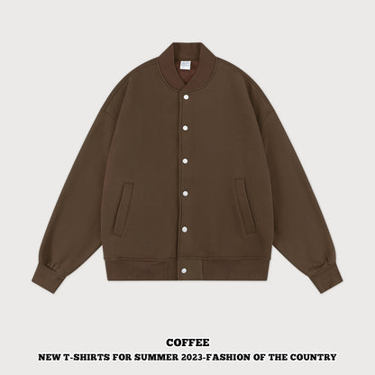 Solid Color Couple Baseball Jacket 