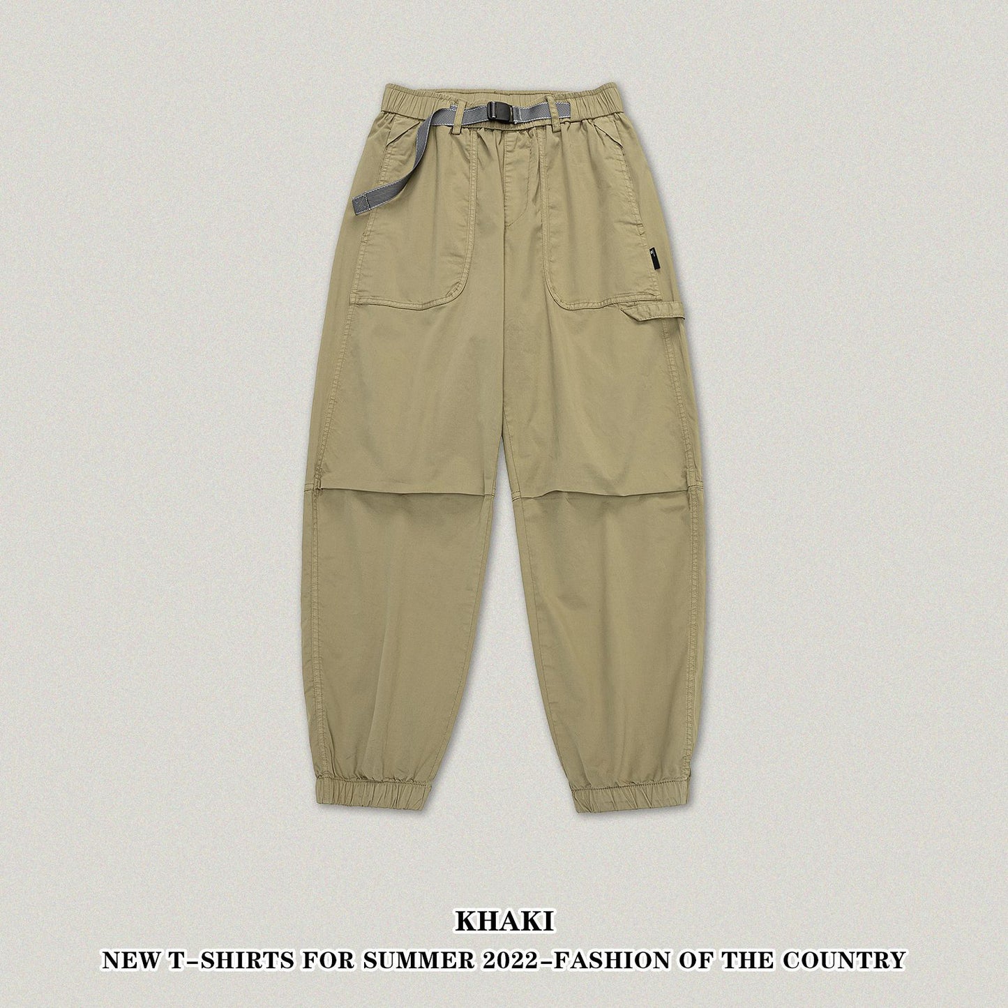 Buckle Belted Pleated Knee Cuff Cargo Pants