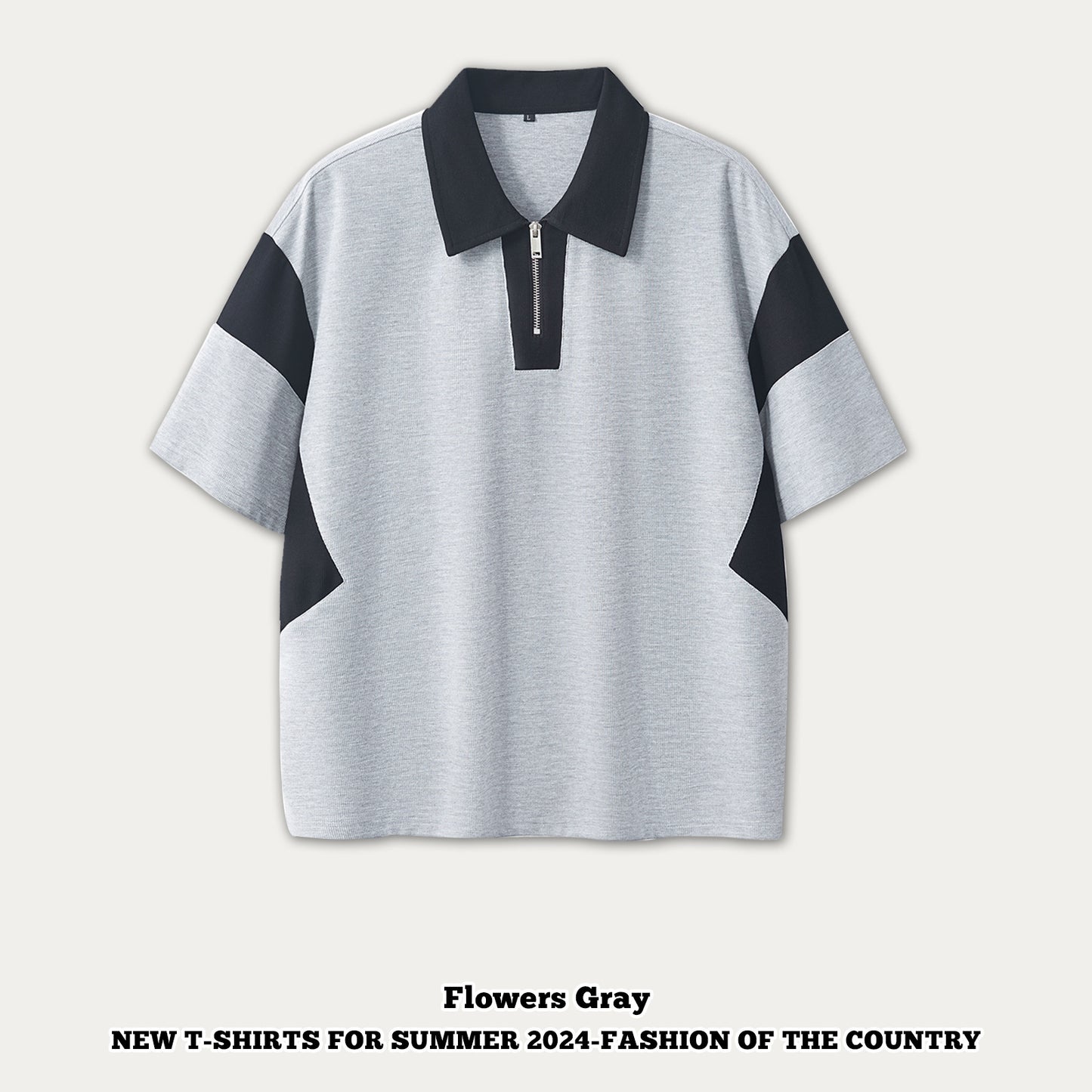 Half Zipper Waffle Knit Polo Shirt