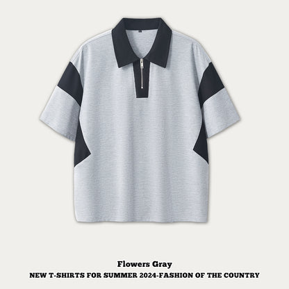 Half Zipper Waffle Knit Polo Shirt