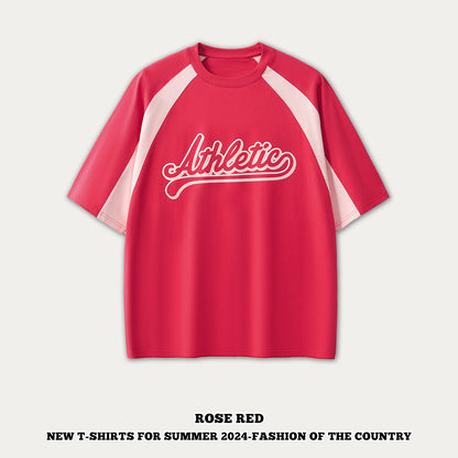 Colorblock Letter Printed Short Sleeve Tee