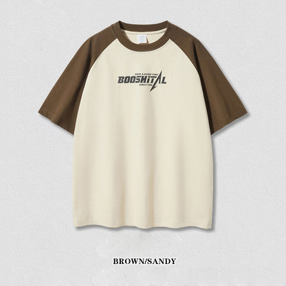 Raglan Letter Printed Short Sleeve Tee