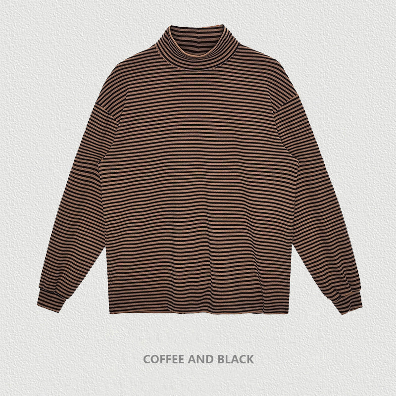 Striped High Collar Long Sleeve Tee