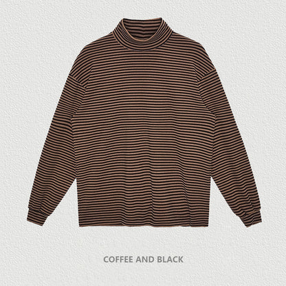 Striped High Collar Long Sleeve Tee