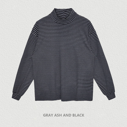Striped High Collar Long Sleeve Tee