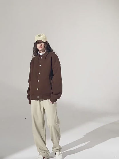 Solid Color Couple Baseball Jacket 