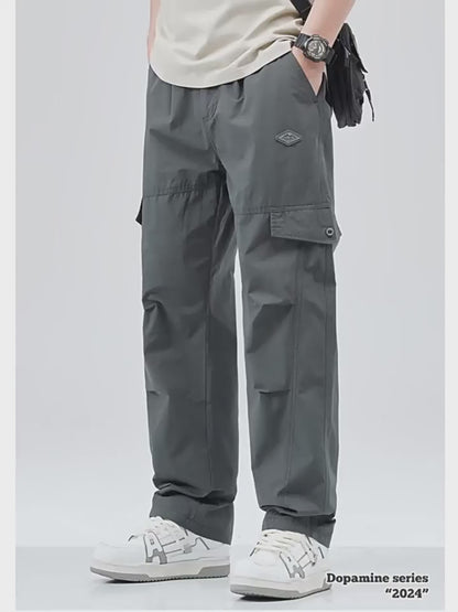 Pleated Knee Straight Leg Cargo Pants