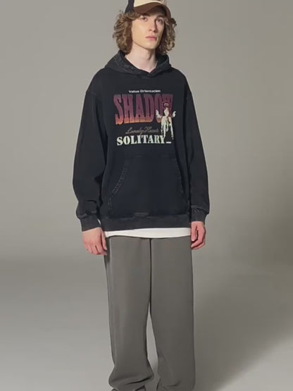 Wash Digital Print Oversized Hoodie