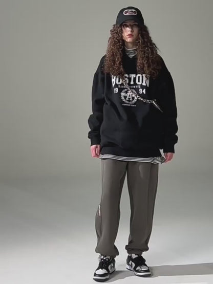 Letter Printed Fleece Hoodie
