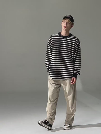 Striped Long Sleeve Couple Tee