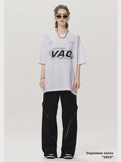 Double-Yarn Short Sleeve Suede Foam Print Tee