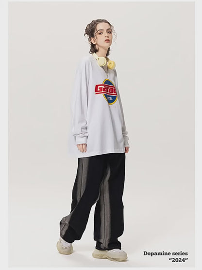 Rubber Print Double Yarn Long Sleeve Tee