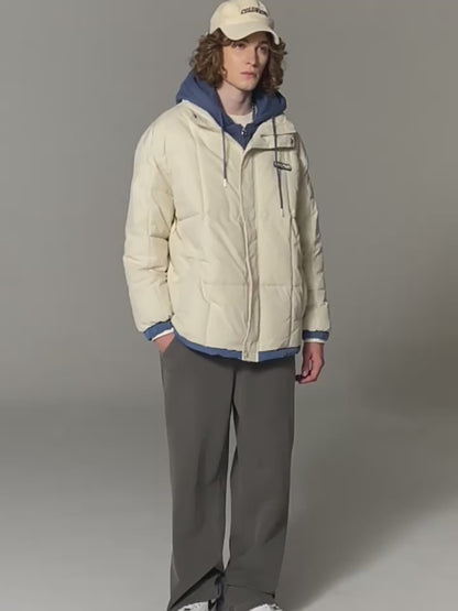 Fake Two-Piece Hooded Coat