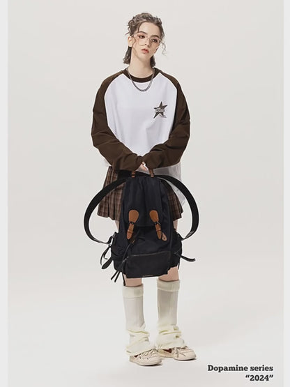 Foam Printing Raglan Long Sleeve Tee