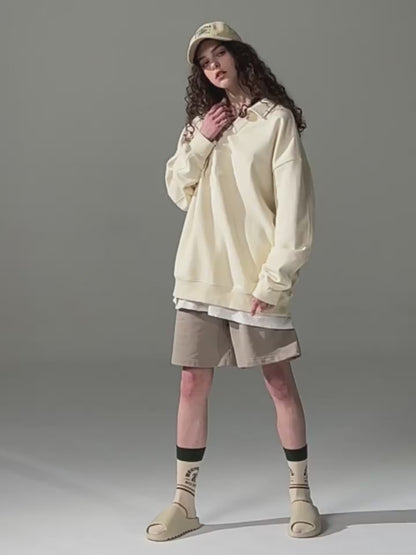 Lapel Collar Oversized Sweatshirt